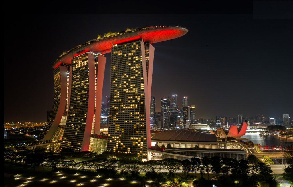 marina bay sands ferrari red